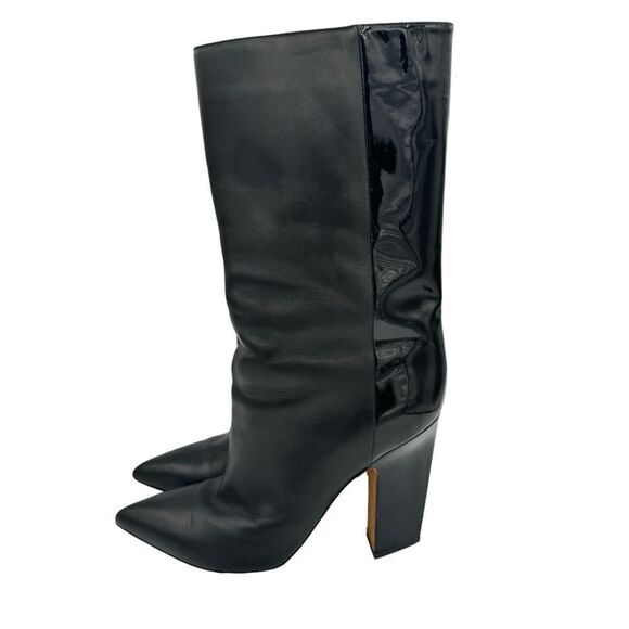 Valentino Garavani Leather And Patent Runway Angular Heel Boots Black Size 9.5 - Picture 5 of 15